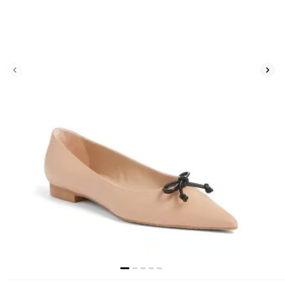 NWOB- Stuart Weitzman Landon Pointed Toe Ballet Flat Nude Leather Shoe Size 9 - Picture 1 of 1
